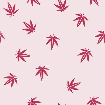 Cannabis plant weed hemp glyph seamless pattern Stock Illustration