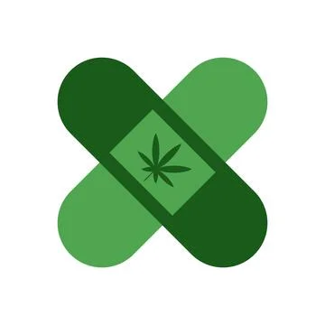Cannabis plaster vector icon on white background Stock Illustration