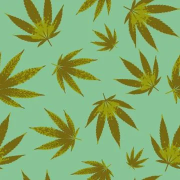 Cannabis seamless pattern design - background with leaves of marijuana Stock Illustration