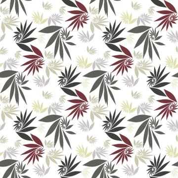 Cannabis seamless pattern. Marijuana leaf, gray weed plant. Hashish texture,  Stockillustratie
