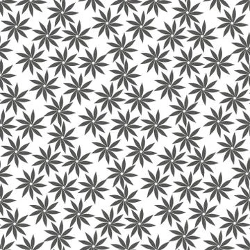 Cannabis seamless pattern. Marijuana leaf, gray weed plant. Hashish texture,  Stock Illustration