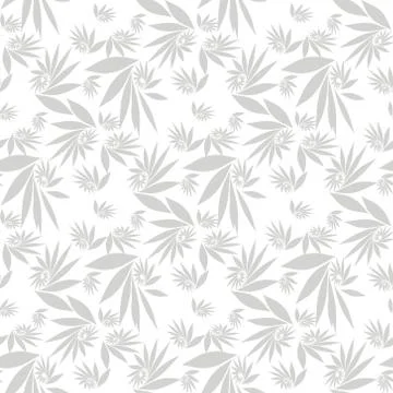 Cannabis seamless pattern. Marijuana leaf, gray weed plant. Hashish texture,  Stock Illustration