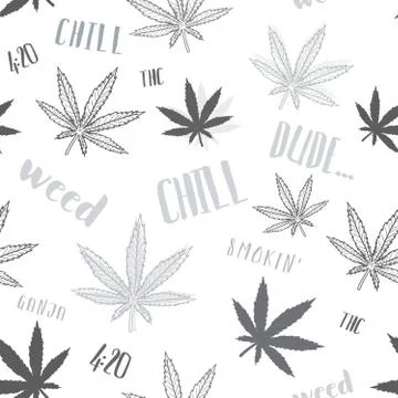 Cannabis seamless texture. Marijuana theme vector pattern. Stock Illustration