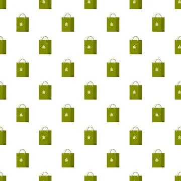 Cannabis shopping bag seamless pattern for product packaging Stock Illustration