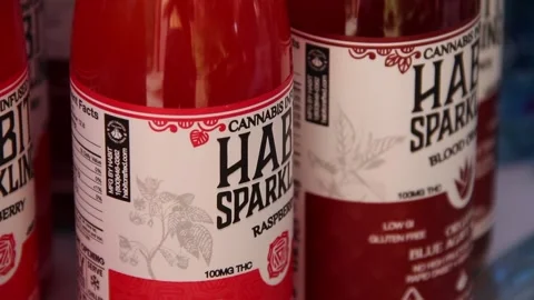 Cannabis Sparkling Drinks Stock Footage 154561297