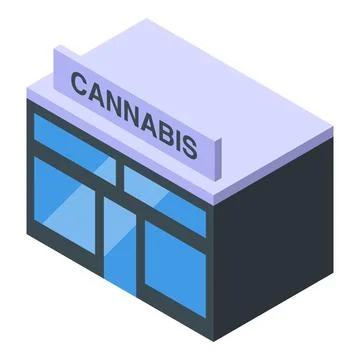 Cannabis store building with large windows selling medical marijuana Stock Illustration
