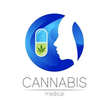 Cannabis in the tablet pill capsule vector logotype for medicine and doctor Stock Illustration