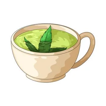 Cannabis tea cup illustration Stock Illustration