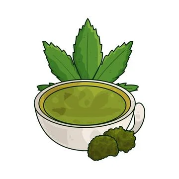 Cannabis tea cup illustration Stock Illustration