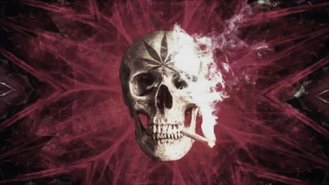 Cannabis trip skull 库存影片 150454890