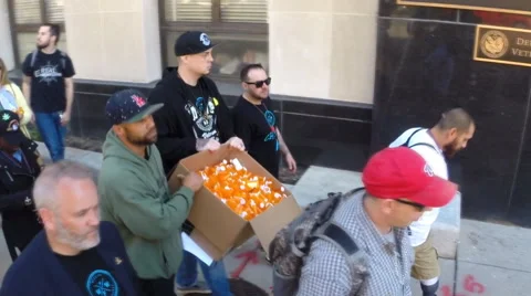 Cannabis using US war vets march against opioids. Stock Footage 56968453