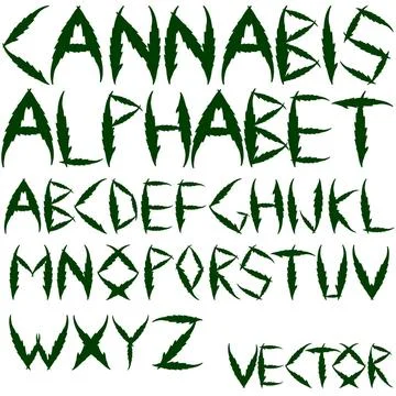 Cannabis vector alphabet cannabis vector alphabet against white background... Stock Photos