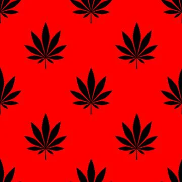 Cannabis Vector seamless pattern with marijuana leaf. Stock Illustration