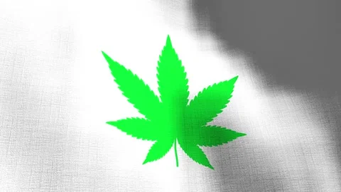 Cannabis waving flag. Seamless cgi animation highly detailed fabric texture in Stock-Footage 231547158