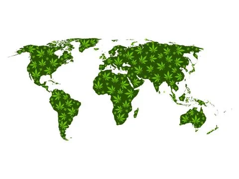 Cannabis world map Stock Illustration