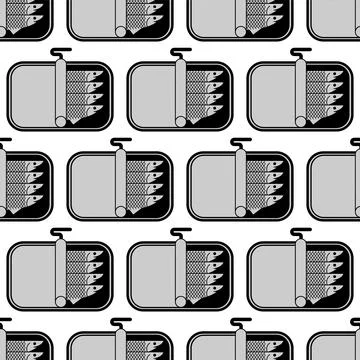 Canned anchovy pattern seamless. canned goods anchovies background. Vector te Stock Illustration