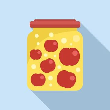 Canned apple icon flat vector. Food pickle Stock Illustration