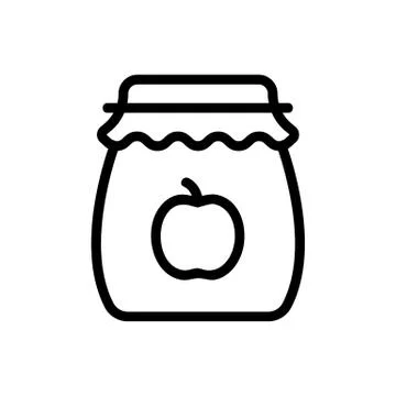 Canned apple jam icon vector outline illustration Stock Illustration