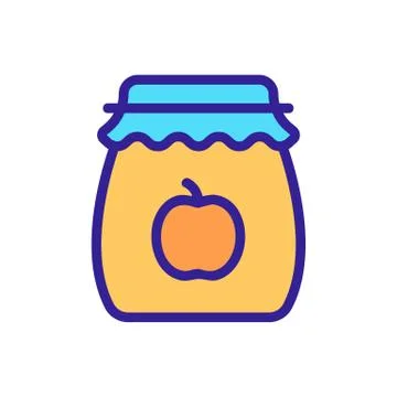 Canned apple jam icon vector outline illustration Stock Illustration