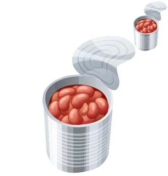 Canned beans isolated on white background. Detailed Vector Icon Stock Illustration