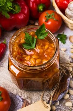 Canned beans with vegetables Stock Photos