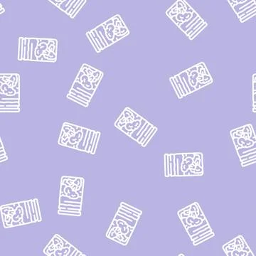 Canned broccoli line vector seamless pattern Stock Illustration