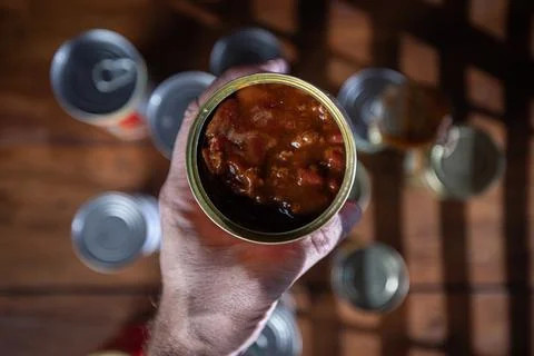 Canned chilly for supper Stock Photos