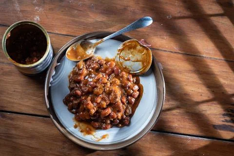 Canned Chilly for supper Stock Photos
