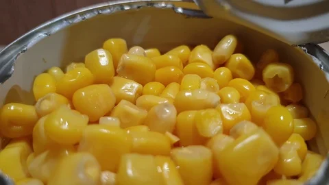 Canned corn in a jar. Can of corn. Corn Salad Stock Footage 119069216