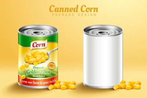 Canned corn package design Illustrazione stock