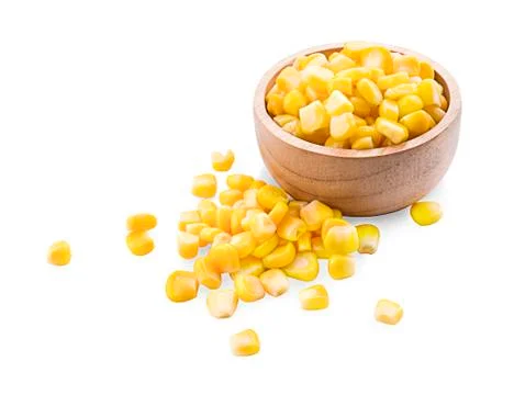 Canned corn on a white background Stock Photos