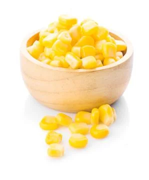 Canned corn on a white background Stock Photos