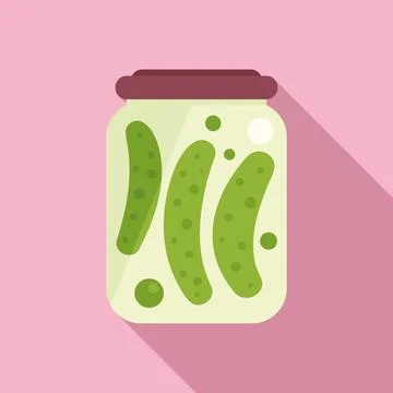 Canned cucumber icon flat vector. Food pickle Ilustração Stock