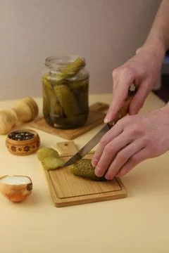 Canned cucumbers Stock Photos