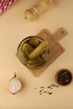 Canned cucumbers Stock Photos