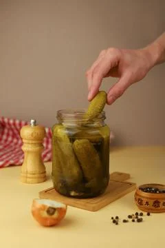 Canned cucumbers Stock Photos