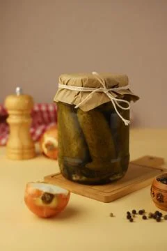 Canned cucumbers Stock Photos