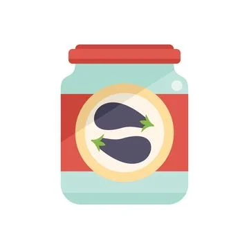 Canned eggplant icon flat vector. Food pickle Ilustração Stock