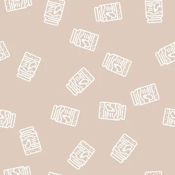 Canned eggplant line vector seamless pattern Stock Illustration