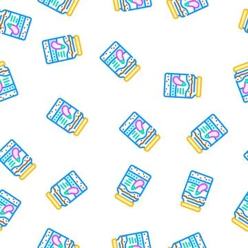 Canned eggplant vector seamless pattern Stock Illustration