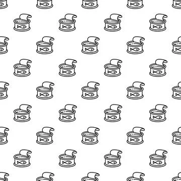Canned fish food pattern repeating background illustration Stock Illustration
