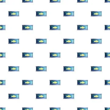 Canned fish food seamless pattern background Illustrazione stock