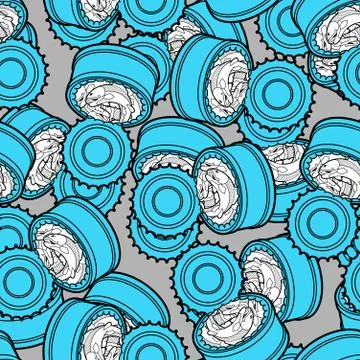 Canned fish pattern seamless. preserve piscinetinned goods background. Vector Stock Illustration