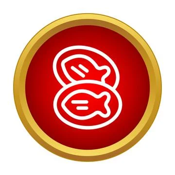 Canned fish sardines packaging icon on red button Stock Illustration