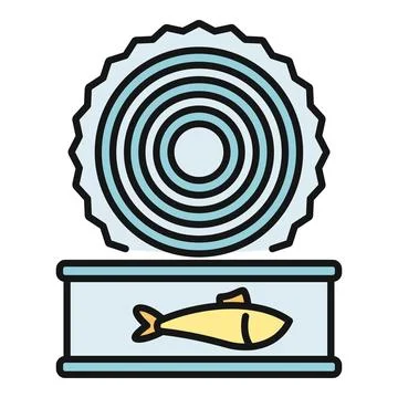 Canned fish tin with pull ring icon Stock Illustration