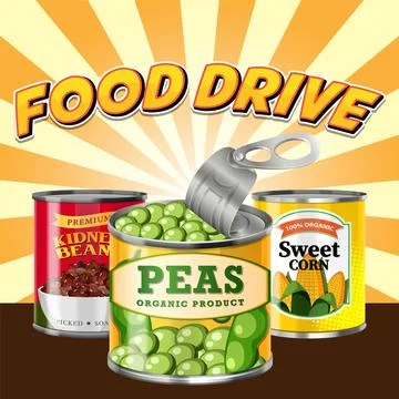 Canned food with comic background Stock Illustration