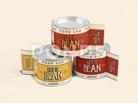Canned Food Mockup With Extended Label as a handle PSD Template