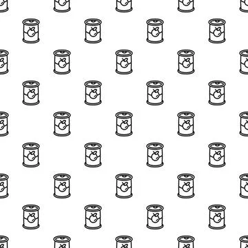 Canned fruit seamless pattern line art design Illustrazione stock