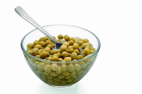 Canned green peas Stock Photos