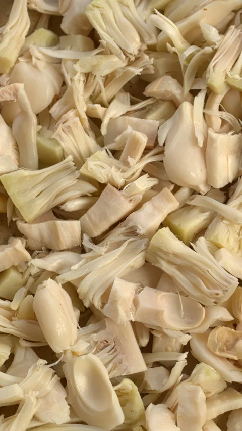 Canned jackfruit background texture. Vertical video. Stock Footage 297897600